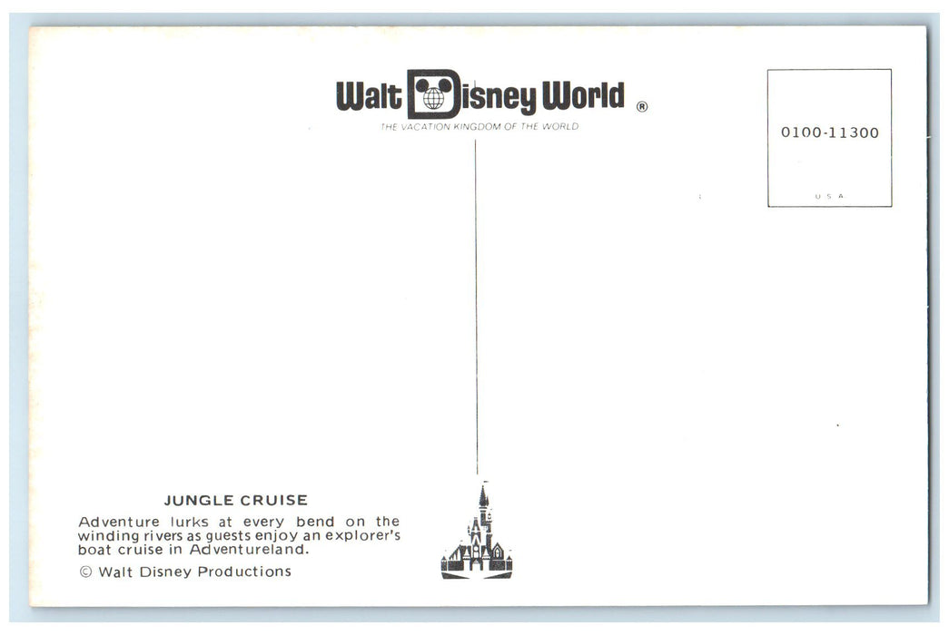 c1960's Jungle Cruise Explorer's Boat Cruise Scene In Adventureland Postcard