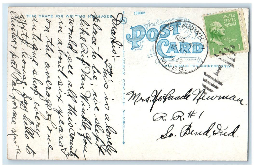 c1950's Congregational Church Building Tower Sandwich Massachusetts MA Postcard