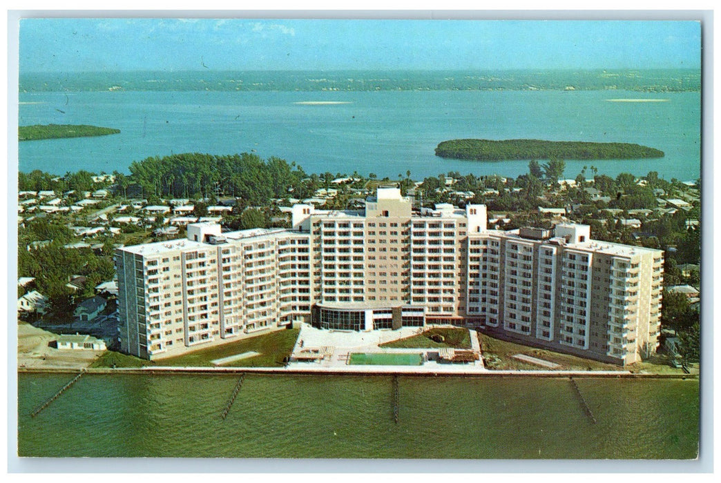 c1960's Air View Of Clearwater Beach Florida FL Unposted Gulf Of Mexico Postcard