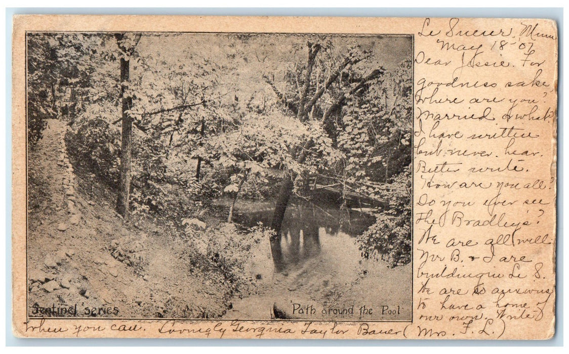 1907 Path Around The Pool Dirt Path Forest Le Sueur Minnesota MN Posted Postcard