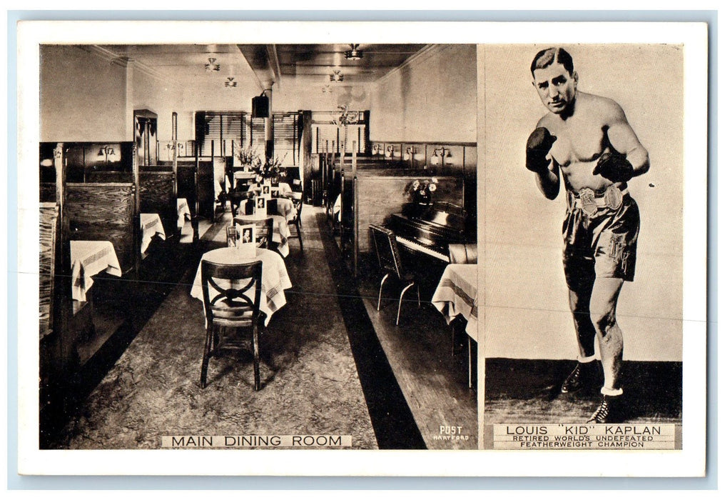 c1920's Visit Luis Kid Kaplan At His Restaurant Hartford Connecticut CT Postcard