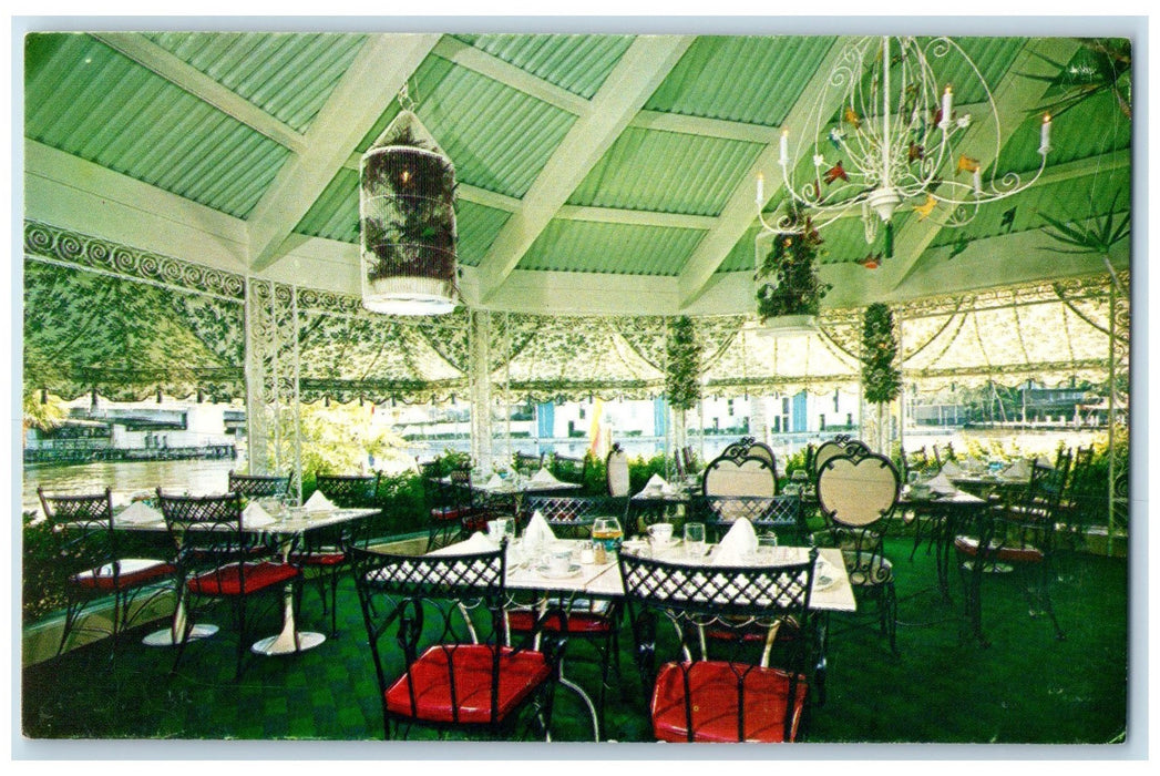 c1950's Creighton's Restaurant Gazebo Room Fort Lauderdale Florida FL Postcard