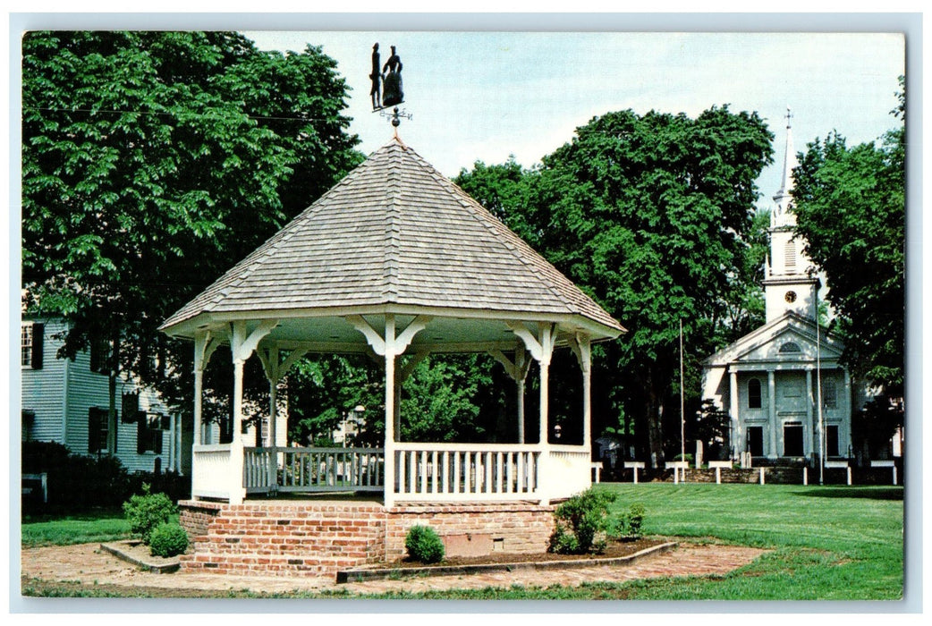 c1960s Gazebo Storrowton Village West Springfield Massachusetts MA Tree Postcard
