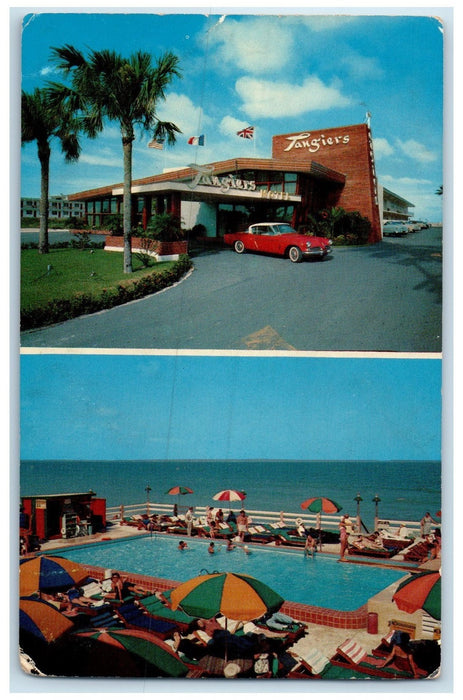 c1950's Tangiers Resort Motel Restaurant Entrance Pool Miami Beach FL Postcard