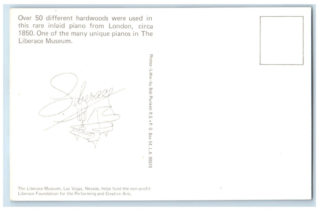 c1950 Rare Inlaid Piano From London Liberace Museum Las Vegas Nevada NV Postcard