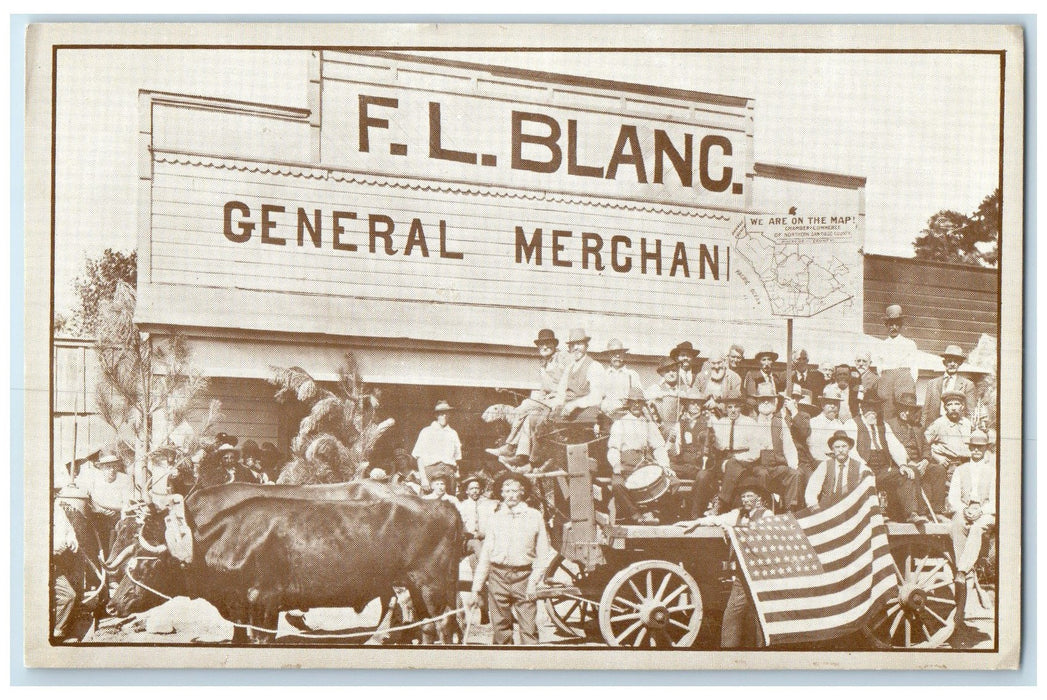 c1920 Pioneer Day Parade July 4th Ox Wagon People Celebration Julian CA Postcard
