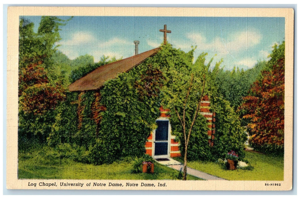 1941 Log Chapel University Of Notre Dame Scene Notre Dame Indiana IN Postcard