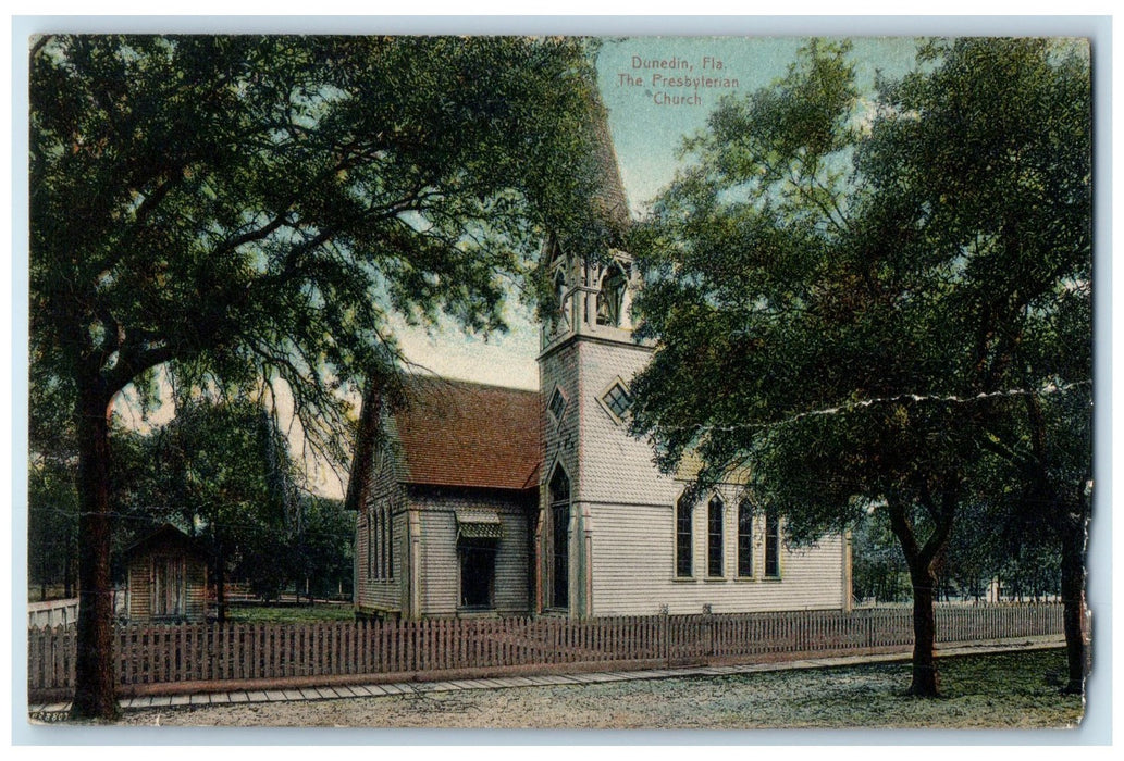 c1950's The Presbyterian Church Building Bell Tower Dunedin FL Unposted Postcard