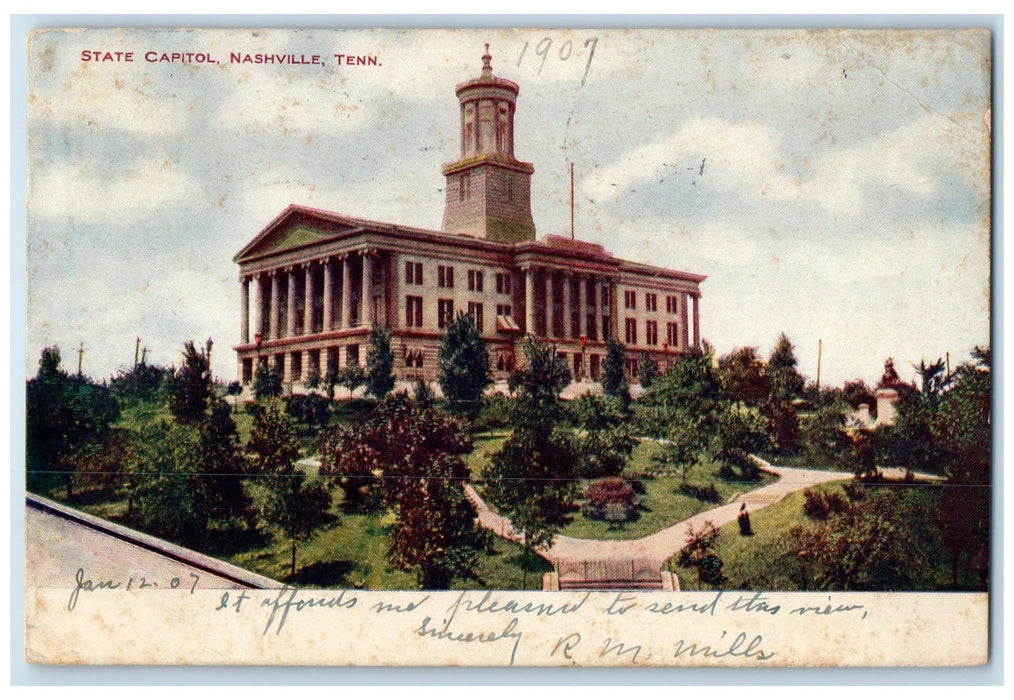 1907 State Capitol Building Tower Road Nashville Tennessee TN Posted Postcard