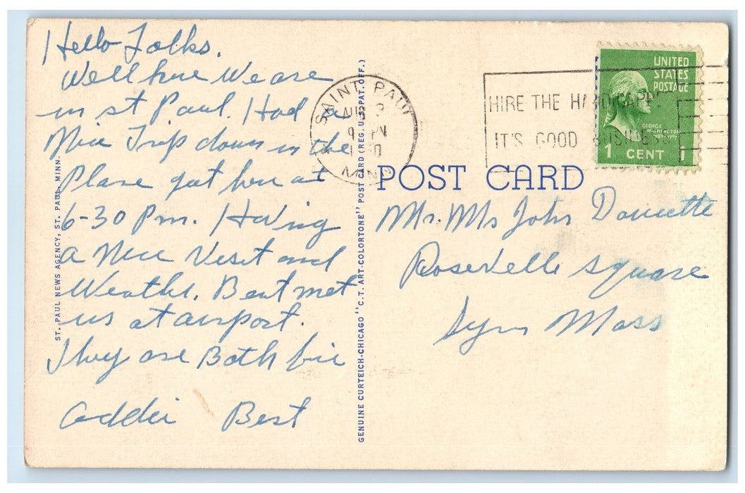 1940 Water Bike Dock Como Park St. Paul Minnesota MN Posted Canoeing Postcard