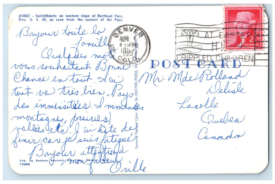 1957 Switchbacks On Western Slope Berthoud Pass Denver Colorado CO Tree Postcard