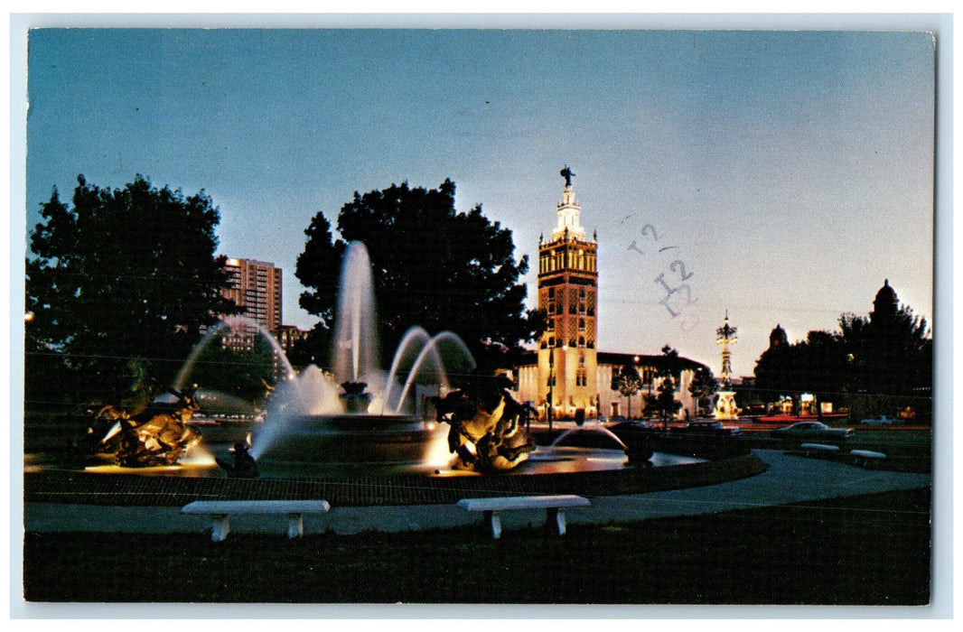 c1950's Swanson Building Giralda Tower Fountain Kansas City Missouri MO Postcard