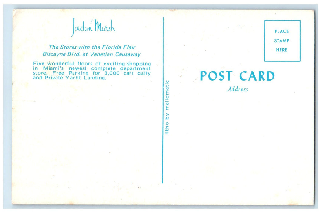 c1950 Jordan Marsh Stores With Florida Flair Building  Miami Florida FL Postcard