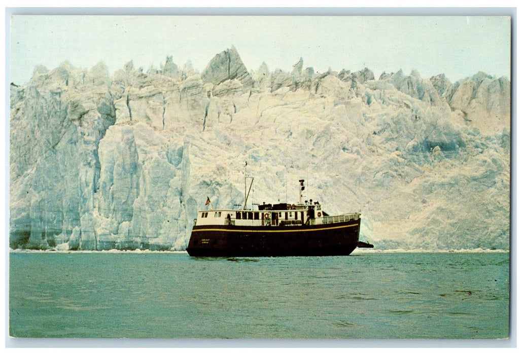 c1960's The Chilkat Ferry At The Face Of Columbia Glacier Alaska AK Ice Postcard