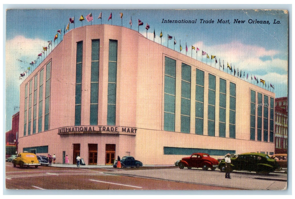 1951 International Trade Mart Exterior New Orleans Louisiana LA Cars Postcard