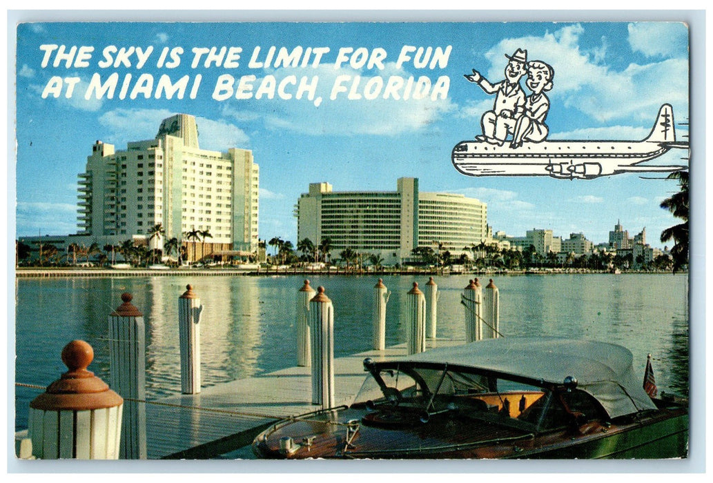 1954 Eden Roc And Fontainebleu Resort Hotels Miami Beach Florida FL Postcard
