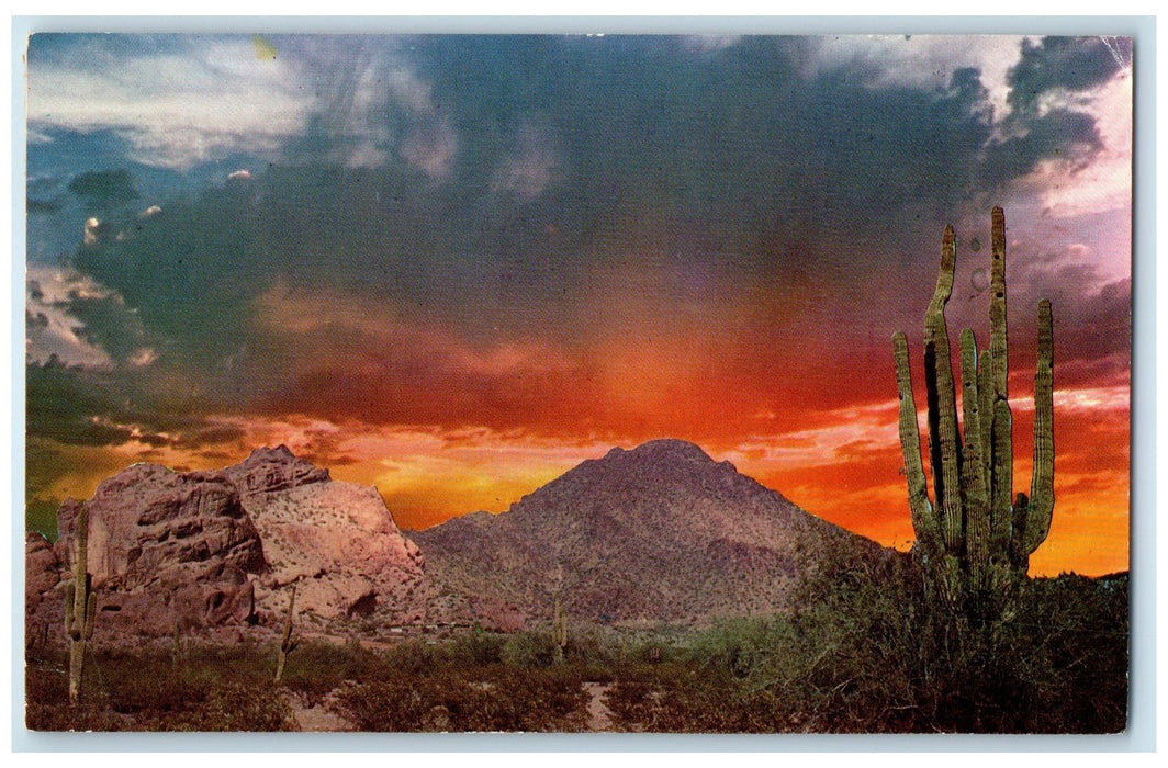 1969 Spectacular Sunrise Over Camelback Mountain Scottsdale Arizona AZ Postcard