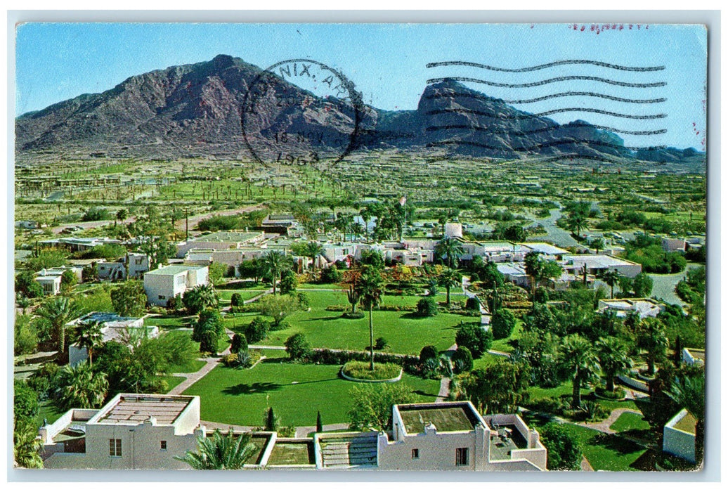 1963 Camelback Inn Aerial View Restaurant Motel Building Phoenix AZ Postcard