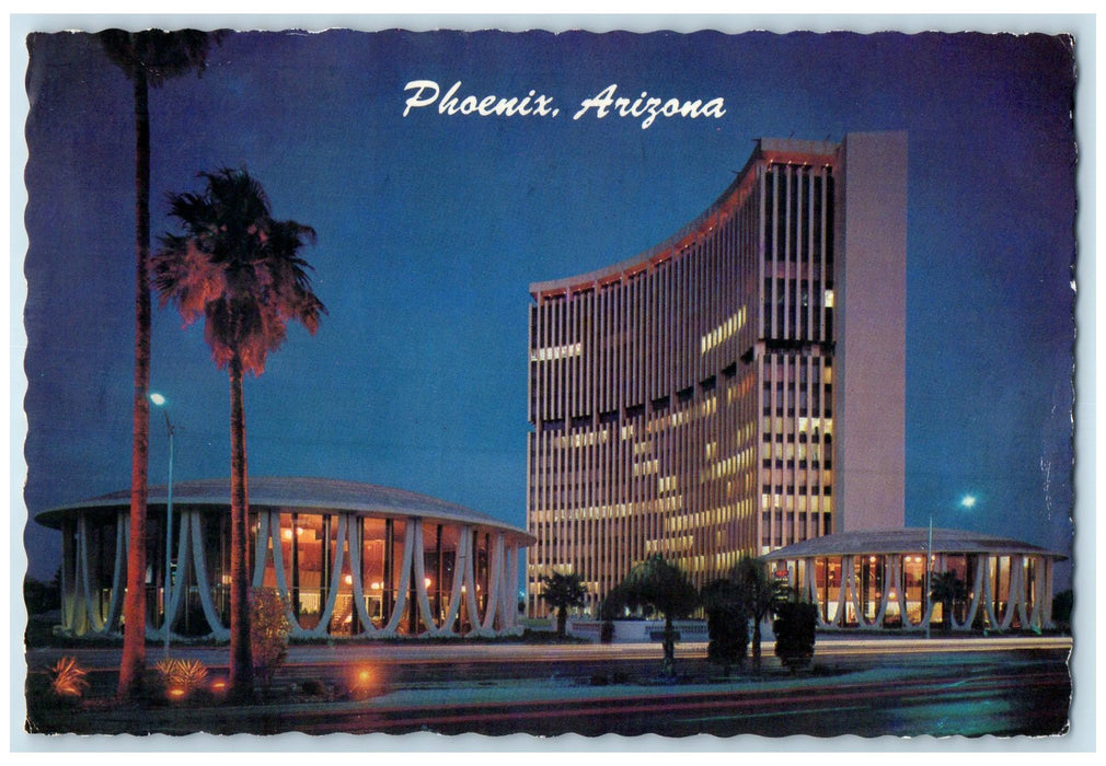 1976 Western Financial Center Exterior Phoenix Arizona AZ Posted Trees Postcard