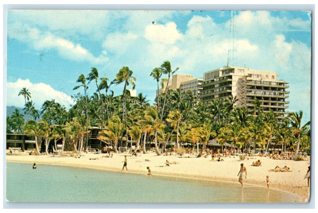 1968 Hilton Hawaiian Village Bathing Scene Honolulu Hawaii HI Posted Postcard