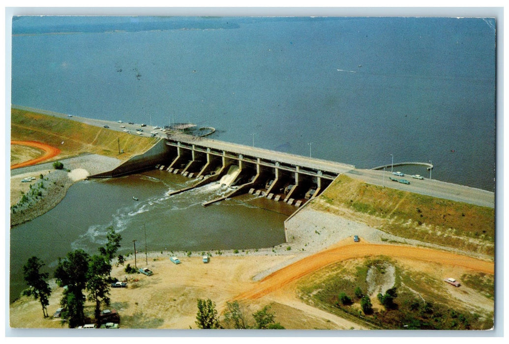 1913 Spillway Ross Barnett Reservoir Aerial View Central Mississippi Postcard