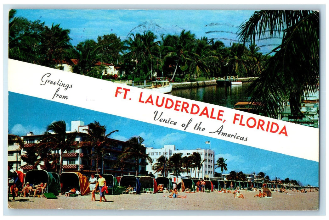 1969 Greetings From Fort Lauderdale Florida FL Venice Of The America Postcard