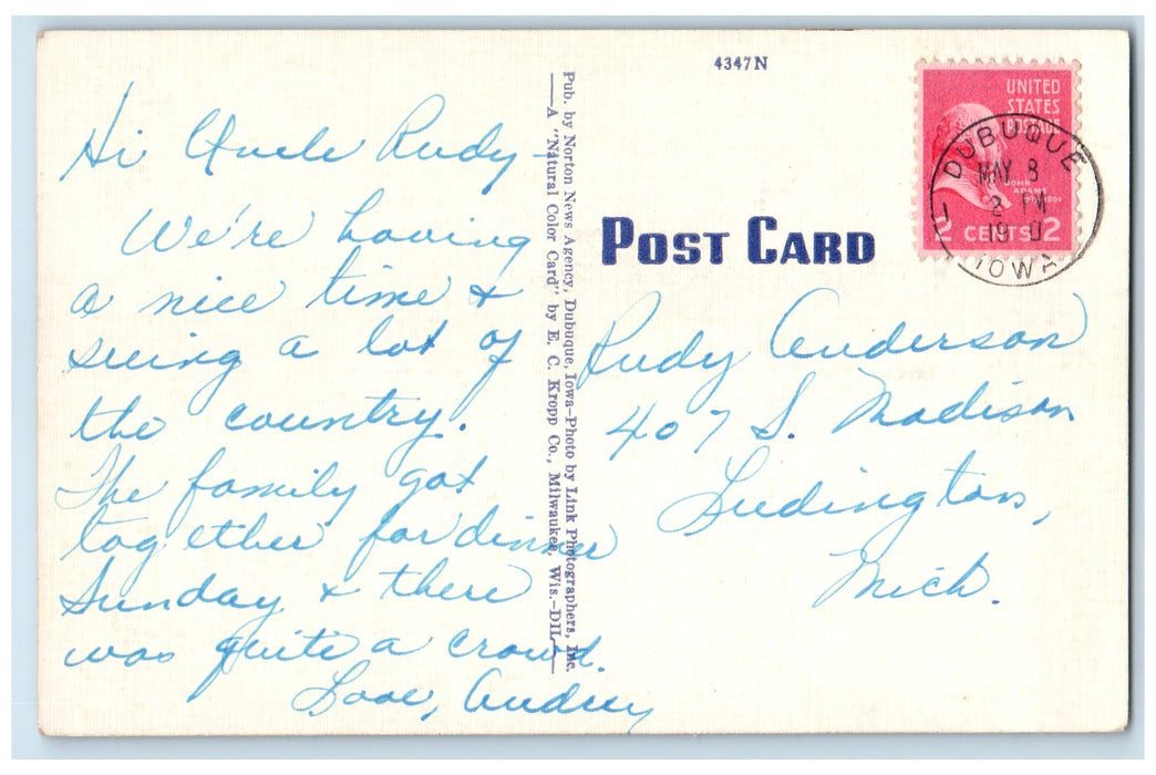 1940 Aerial View Of St. Joseph Mercy Hospital Dubuque Iowa IA Posted Postcard