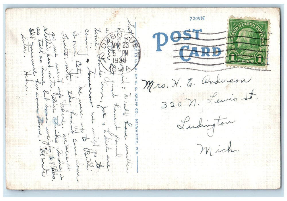 1938 Swimming Pool Divers Bathing Scene Dubuque Iowa IA Posted Vintage Postcard
