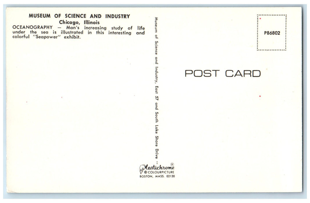 c1950 Museum Of Science & Industry Oceanography Chicago Illinois IL Postcard