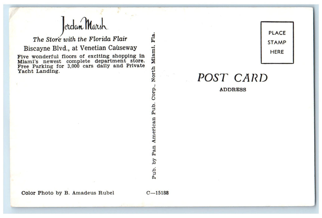 c1950 Jordan Marsh The Store With Florida Flair Venetian Causeway FL Postcard