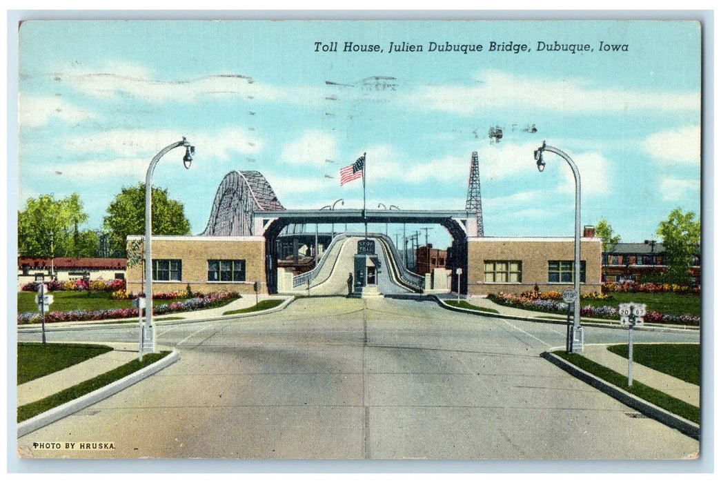 1952 Troll House Julien Dubuque Bridge Dubuque Iowa IA Posted Vintage Postcard