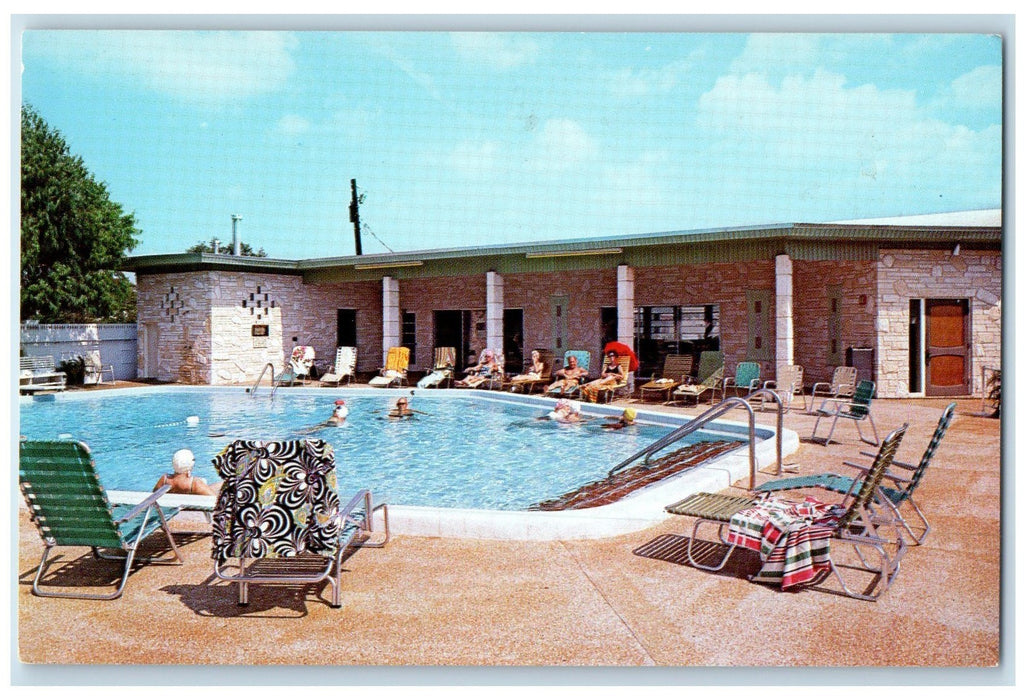 c1950 Shangri La Swimming Pool Guests Shopping Center Largo Florida FL Postcard