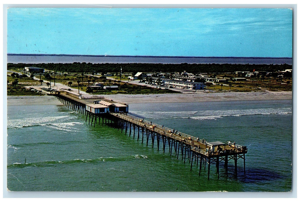 1969 Canaveral Pier Rustic Bridge People Cocoa Beach Florida FL Posted Postcard