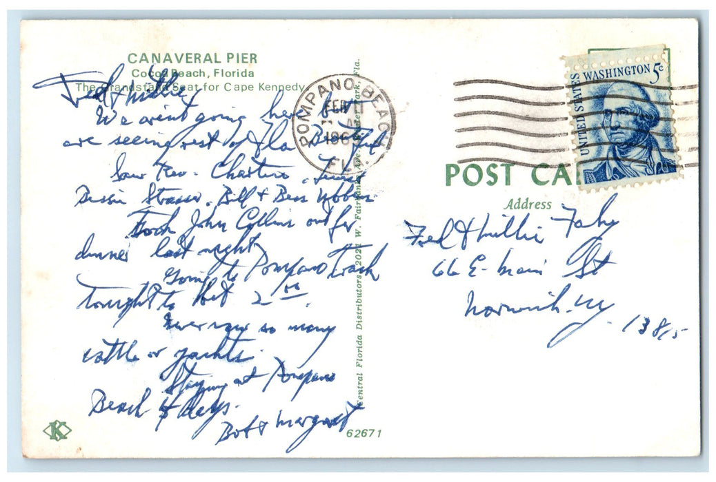 1969 Canaveral Pier Rustic Bridge People Cocoa Beach Florida FL Posted Postcard