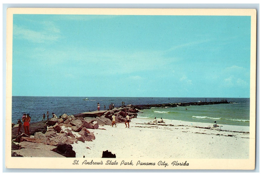 c1920's St. Andrews State Park Family Bathing Panama City Florida FL Postcard