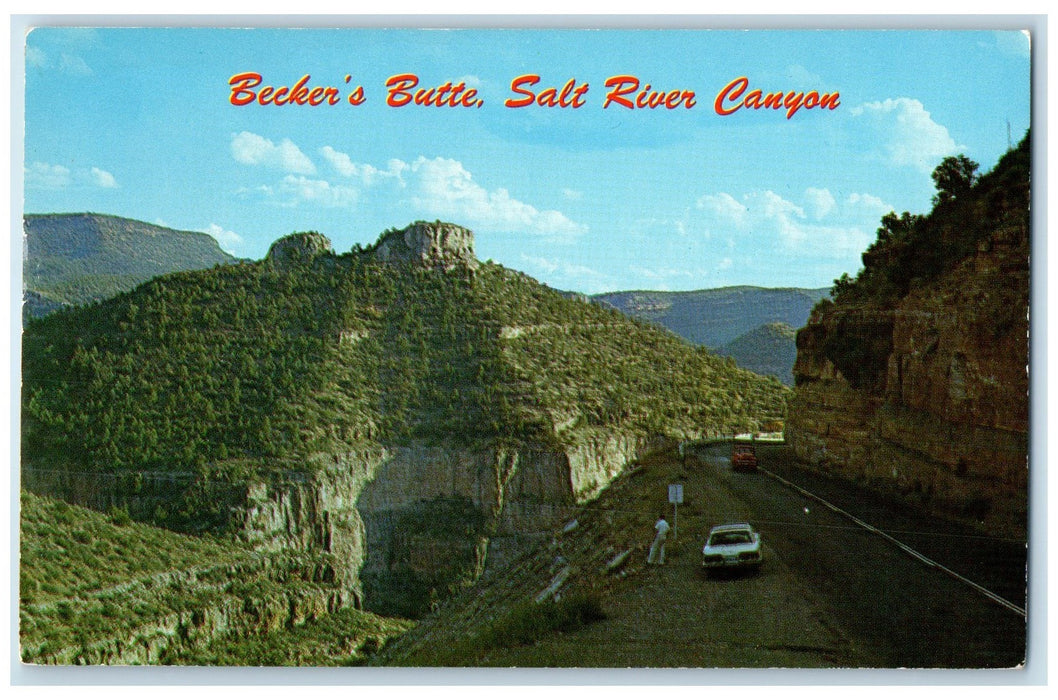 c1950 Beckers Butte Salt River Rock Formation Tourist Canyon Arizona AZ Postcard