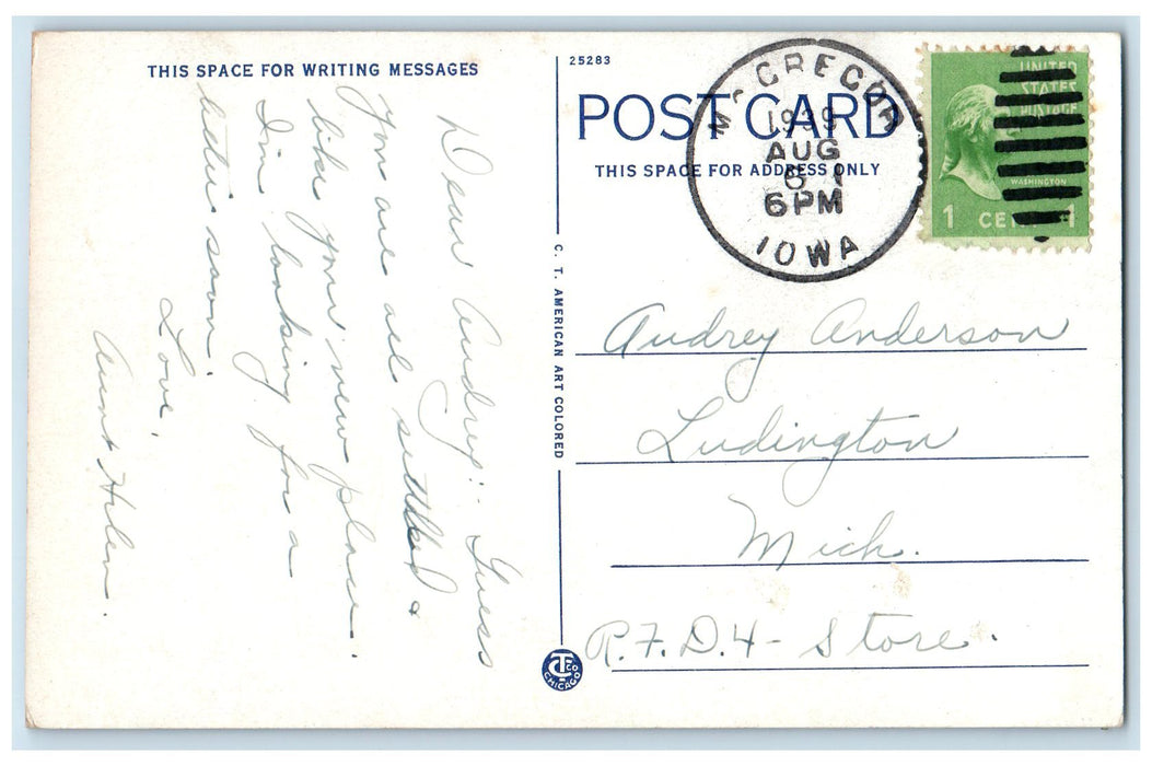 1939 Hanging Rock Just Above Man Standing Marquette Iowa IA Posted Tree Postcard