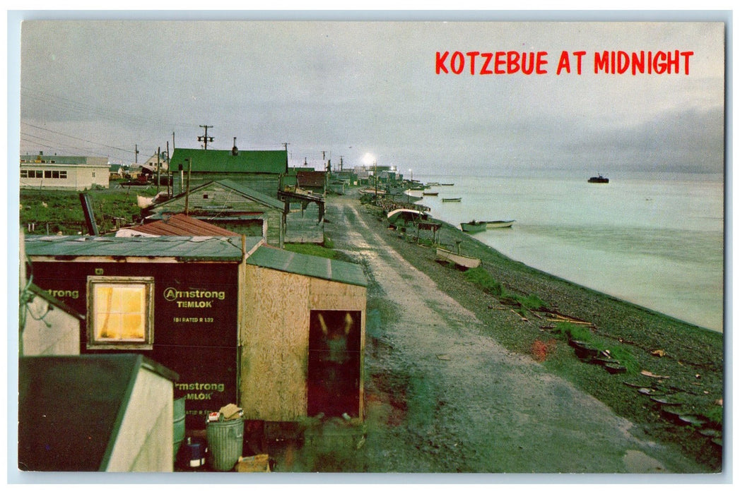 c1950's Kotzebue At Midnight Main Street On Arctic Ocean In Alaska AK Postcard