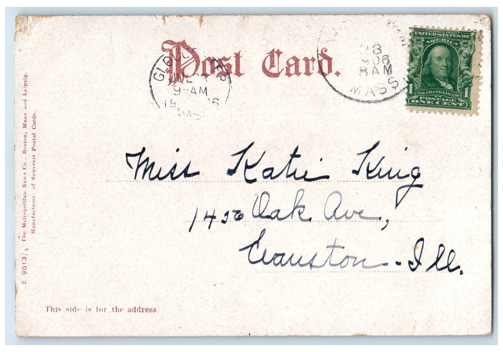 1906 Public Library And High School Gloucester Massachusetts MA Posted Postcard