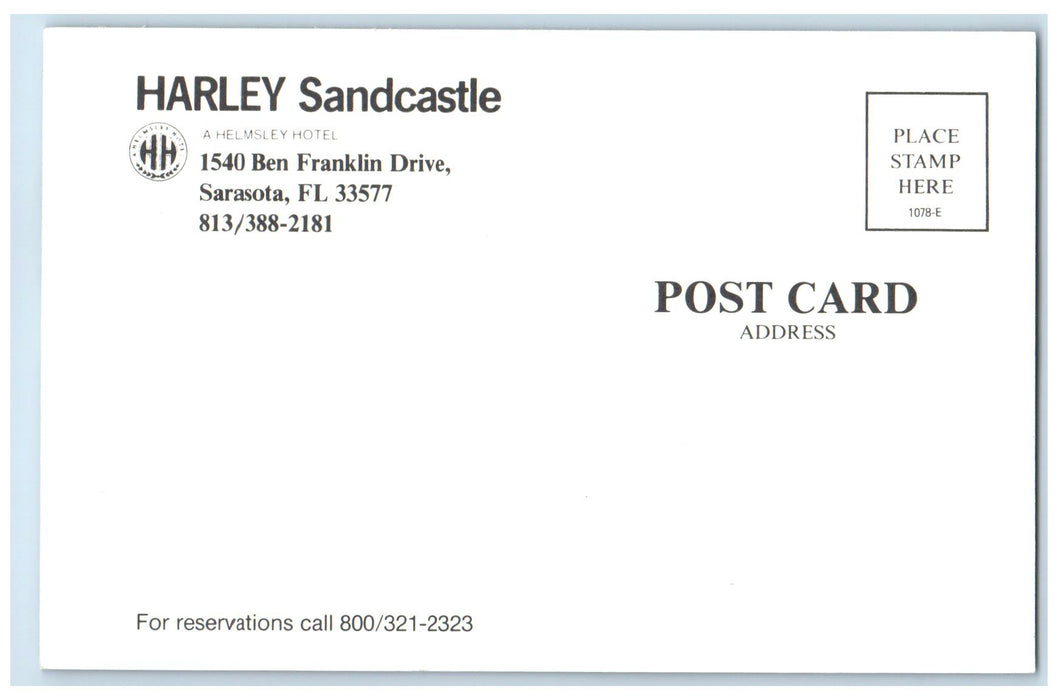 c1950 Harley Sand Castle Sailboat Building Guests On Beach Sarasota FL Postcard