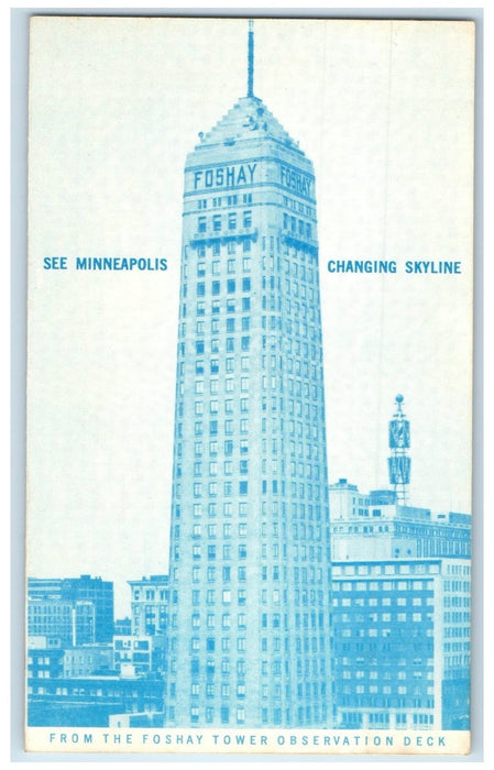 c1950 See Minneapolis Changing Skyline From Foshay Tower View Minnesota Postcard