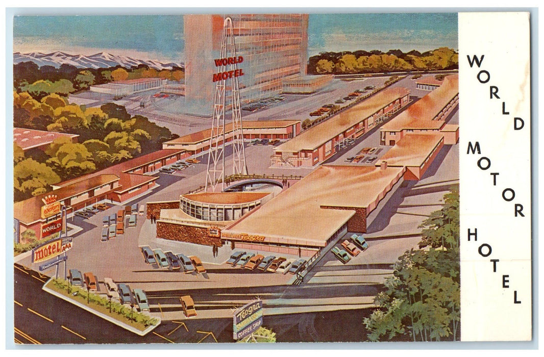 c1940s World Motor Hotel Roadside Scene Salt Lake City Utah UT Unposted Postcard