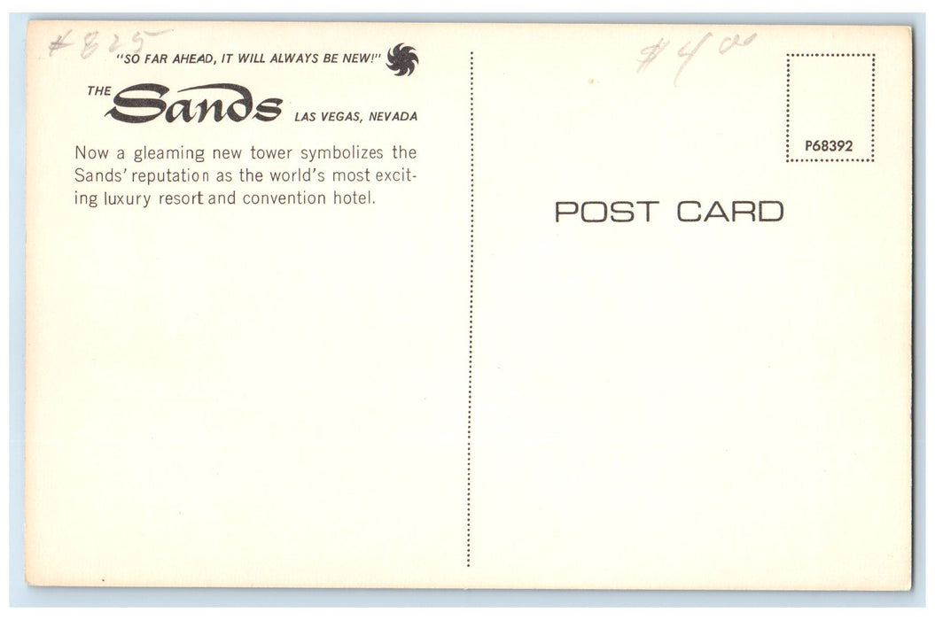 c1960s The Sands Luxury Resort & Convention Hotel Las Vegas NV Unposted Postcard