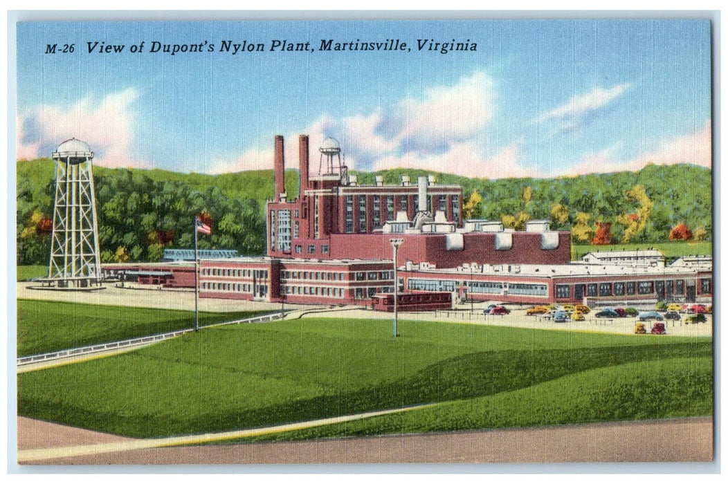 c1940 View Of Dupont's Nylon Plant Building Martinsville Virginia VA Postcard