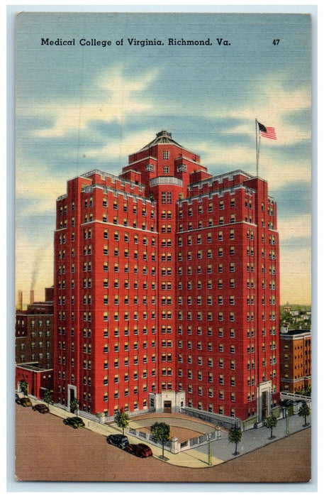 c1940's Medical Of Virginia Building Classic Cars Richmond Virginia VA Postcard