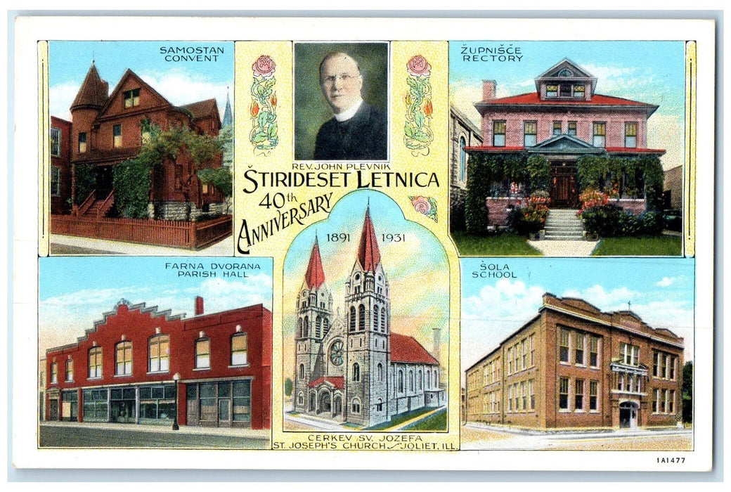 c1940s Stirideset Letnica 40th Anniversary Samostan Convent Sola School Postcard