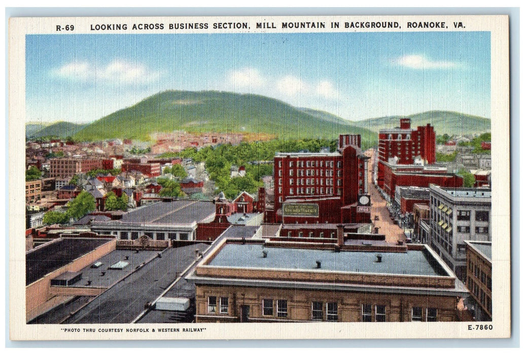 c1940's Across Business Section Mill Mountain View Roanoke Virginia VA Postcard