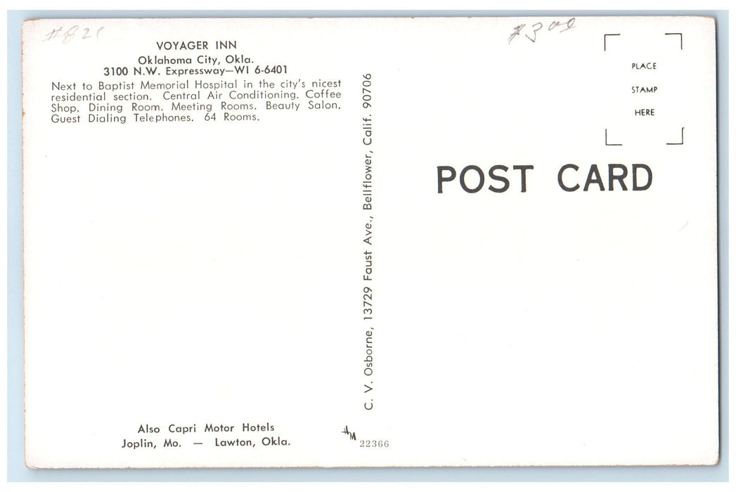 c1940s Voyager Inn Swimming Pool Scene Oklahoma City OK Unposted Tables Postcard