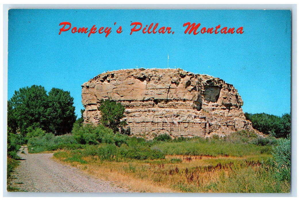 c1940s A Massive Block Of Sandstone Pompey's Pillar Montana MT Unposted Postcard