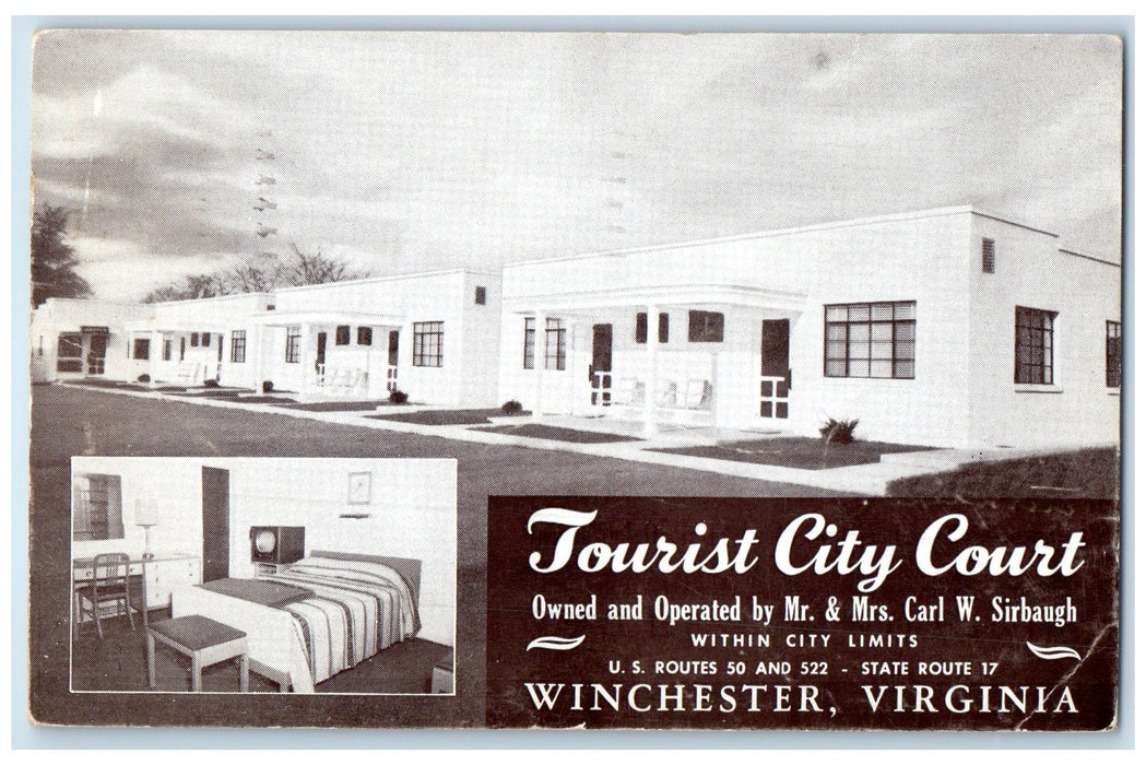 1954 Tourist City Court Hotel Restaurant Cottage Winchester Virginia VA Postcard